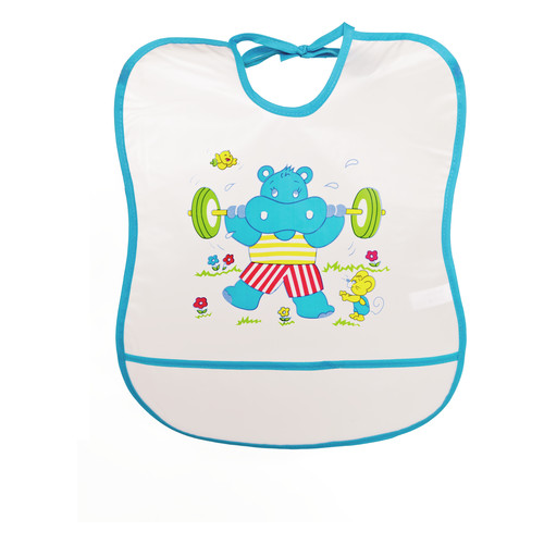 [10623] Sunnybaby Lätzchen Folie mit Krümelfach Hippo blau